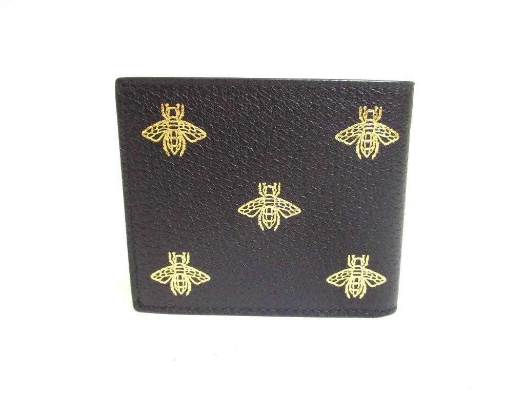 Authentic GUCCI Animalier Black Leather Bifold Bill Wallet Compact Wallet #a177  Refurbished