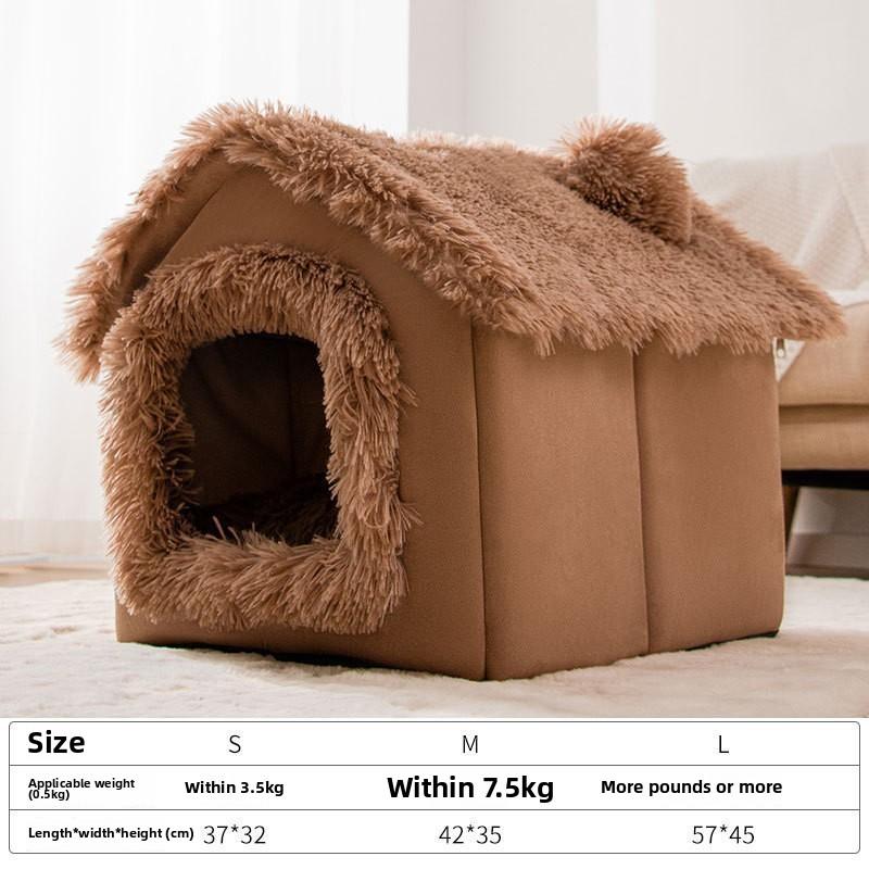 Autumn and Winter Dog Warm Closed House Kennel Medium and Small Dog Kennel Teddy Cat Litter Removable Pet Litter