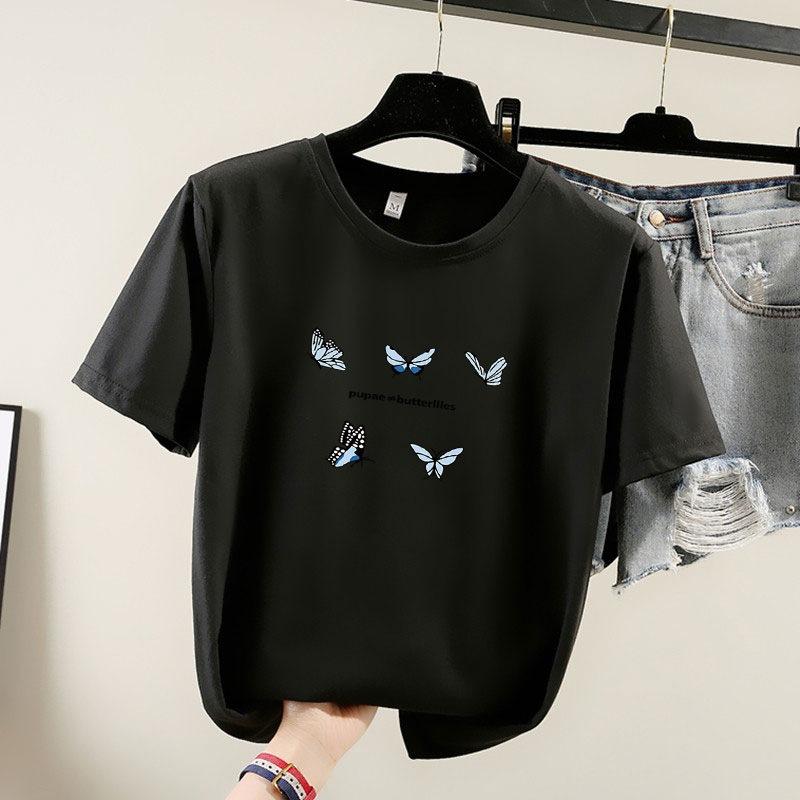 

Нова жіноча футболка з круглим вирізом і принтом, літо 2025 S чорний