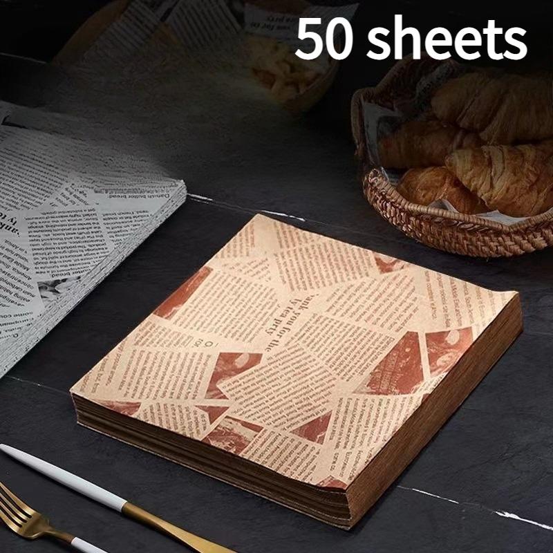 

50 Sheets Grade Wax Paper,Kraft Paper,Sandwich Wrapping Paper,Picnic Paper for Basket Liners,And Greaseproof Deli Wrapping Paper