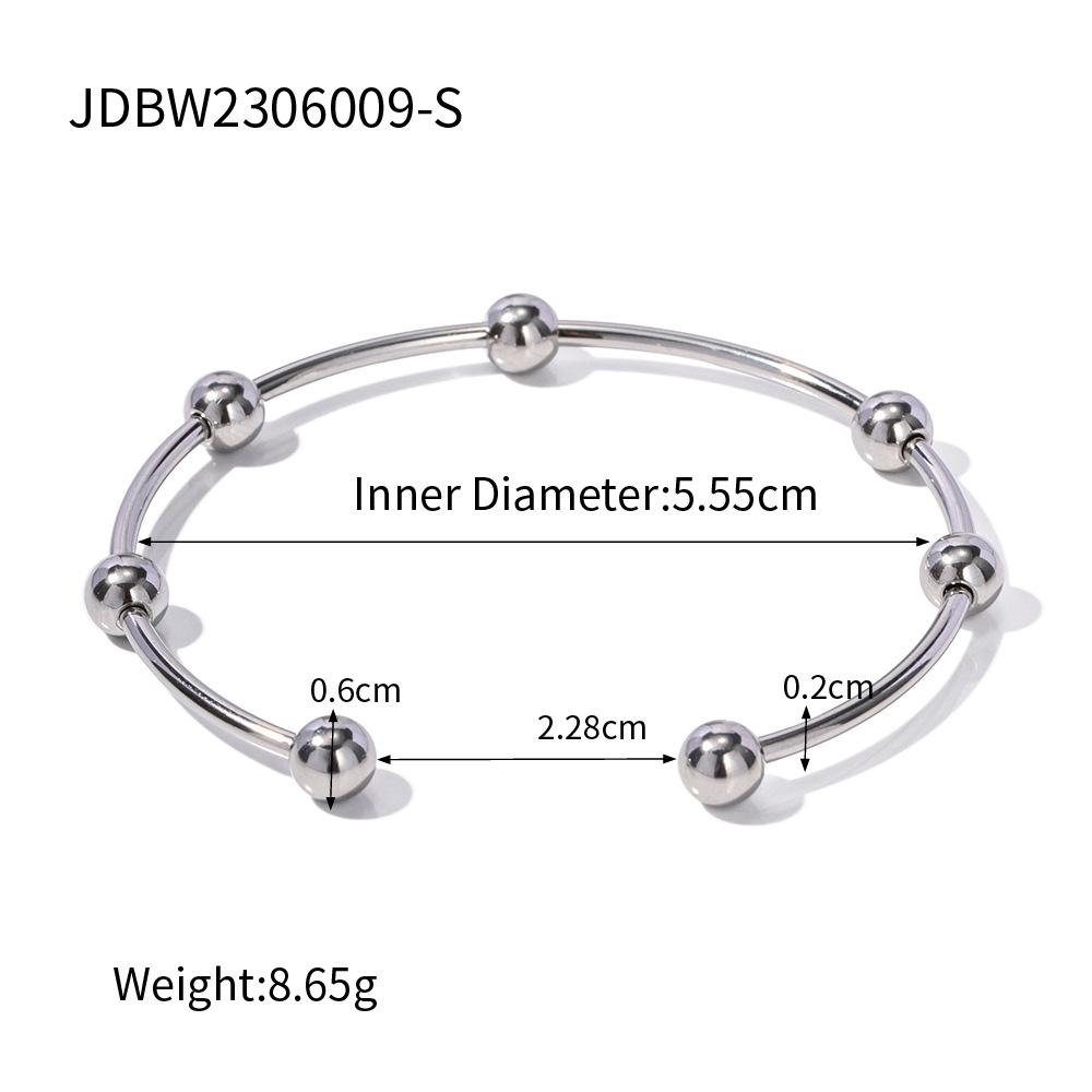 Fade Resistant Titanium Steel Bead Bracelet Minimalist Luxury Steel Ball Bangle Fashion Jewelry
