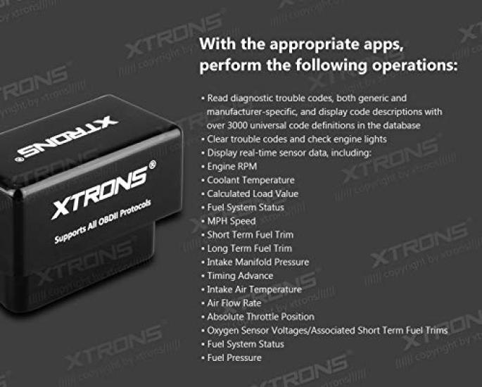 XTRONS OBD2 Bluetooth ELM327 Automotive Diagnostic Tool for Android Devices OBD2 Adapter No Wiring Required Suitable for Multiple Vehicles (OBD02)