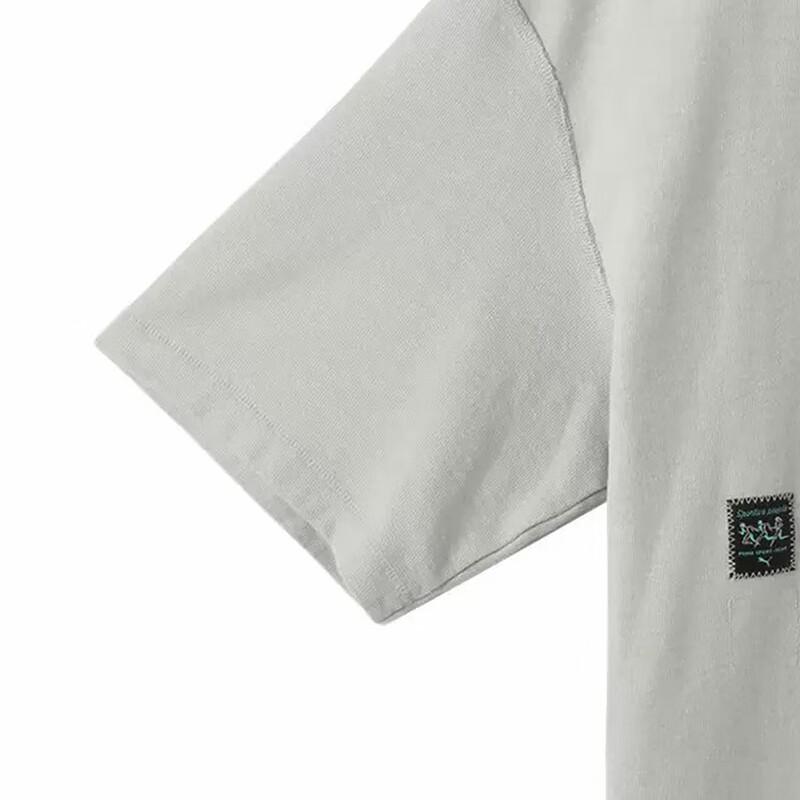 Puma Comfortable Fashionable Breathable Logo Solid Color Short Sleeve T-Shirt Unisex Tops Gray 629384-09