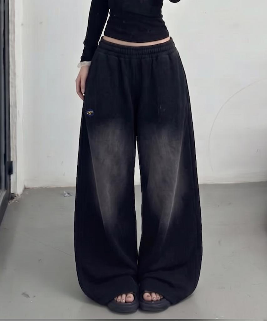 Eobiheomjeu Vintage Faded Wash Wide Pants Abh365-314 Black