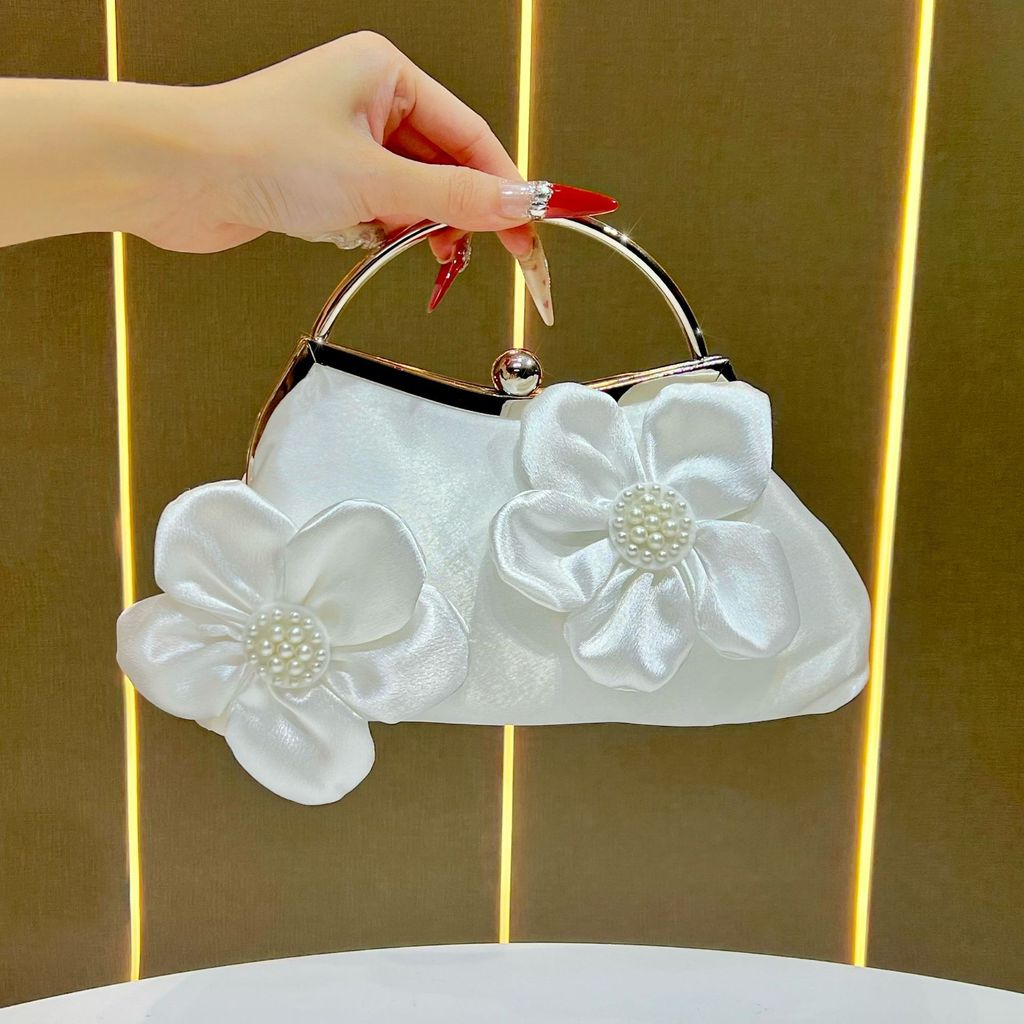 Fashion Lady Flower Evening Clutch With Chain And Lock For Formal Party Decor