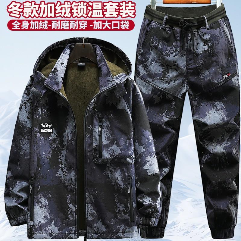 

Velvet Overalls Suit Men s Thick Wear-resistant Dirt-resistant Labor Protection Grid Warm Work Outdoor Jacket 180 yards recommended 140-160 kg