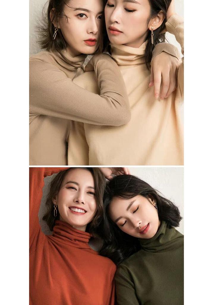 Autumn/Winter Women's Slim Fit High Neck Turtleneck Sweater Knitwear