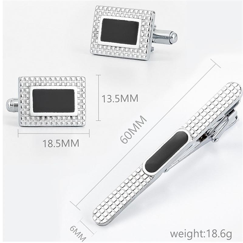 

Набор запонок и зажима для галстука из черной эмали для мужской рубашки