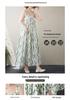2024 Sommer Baumwolle Leinen Spaghettiträger Blumen Maxikleid