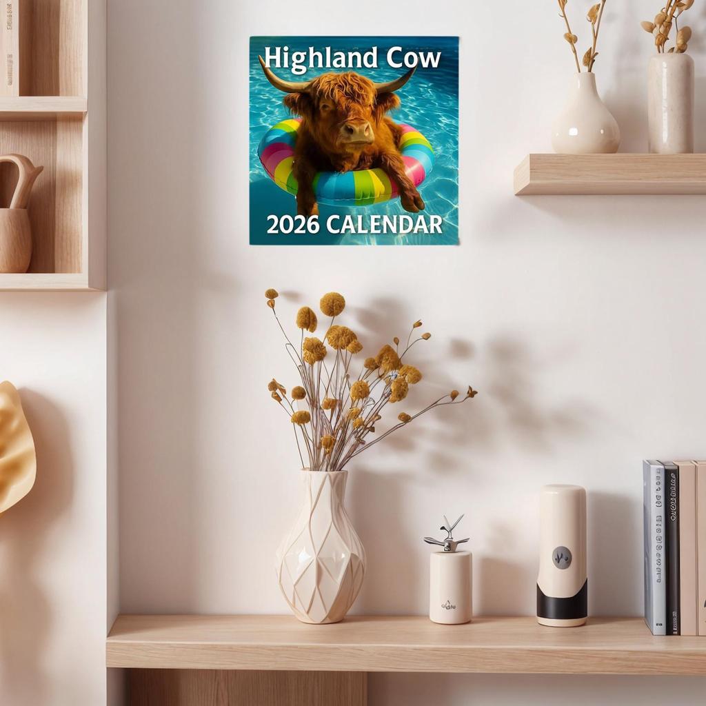 2026 Kalender 12 Monate Hochlandrind Kalender 2026 Wanddeko Jan-Dez Agenda Dickes Papier Monatsplaner für Lehrer Schüler Zuhause