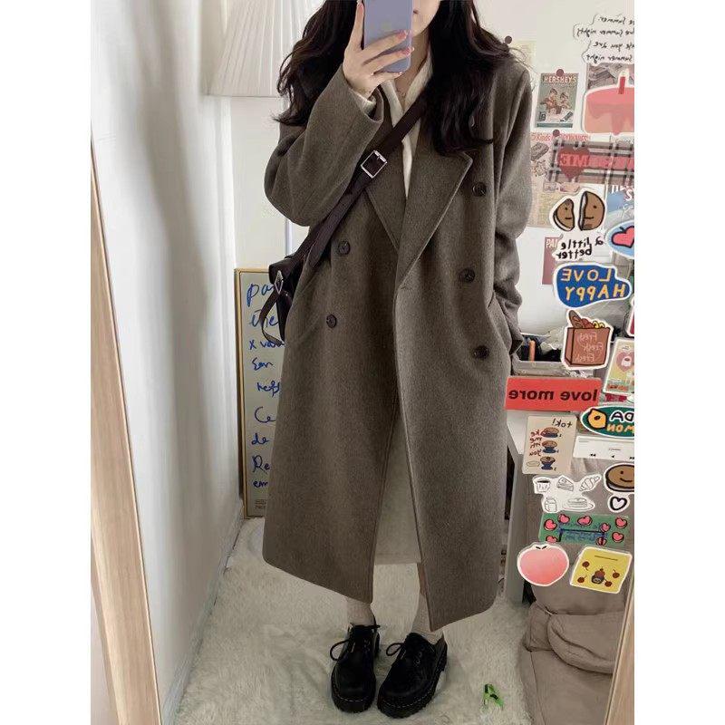 

Women s Black Double-Sided Cashmere Coat - Mid-length, Straight Shoulder, Petite Fit for Autumn/Winter 2325 L (60-65 kg)