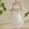 Home Kitchen Apron New Style White Embroidered Cotton Non Waterproof Neck Tie Waist Apron for Housework