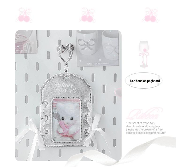 Leather Ballet Lace-Up ID Card Holder - Soft, Compact, Horizontal Design