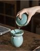 Ru Kiln Gaiwan Tea Set: Handmade Jingdezhen Kung Fu Ceramic with Three Talents Tea Cups in Retro Porcelain Gift Box