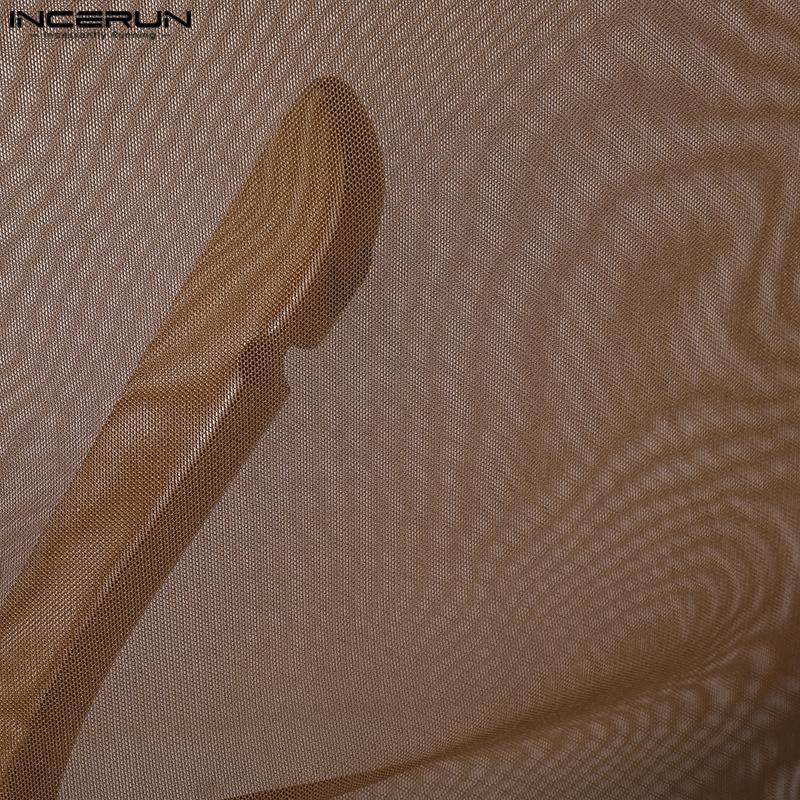 INCERUN Débardeurs à bretelles transparentes pour hommes Hauts transparents en maille patchwork