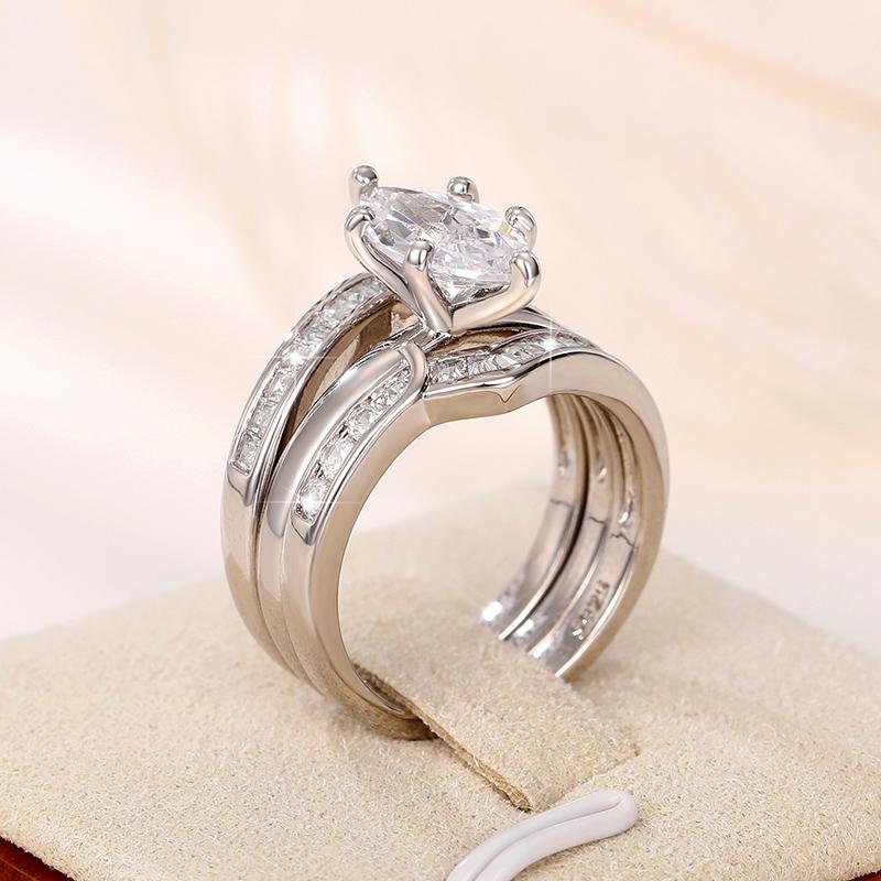 Huitan 2022 Set Rings Series for Women Full Paved Sparkling Cubic Zircon Modern Fashion Design Engagement Wedding Rings