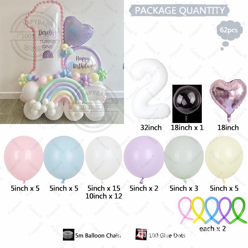 Set de Globos de Cumpleaños de Aluminio Blanco de 32 Pulgadas - Serie de Números Ma Ka