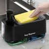 Dual Soap Dispenser with Sponge Holder Manual Press Soap Box Hand and Dish Soap Dispenser for Kitchen Sink Detergent Dispenser