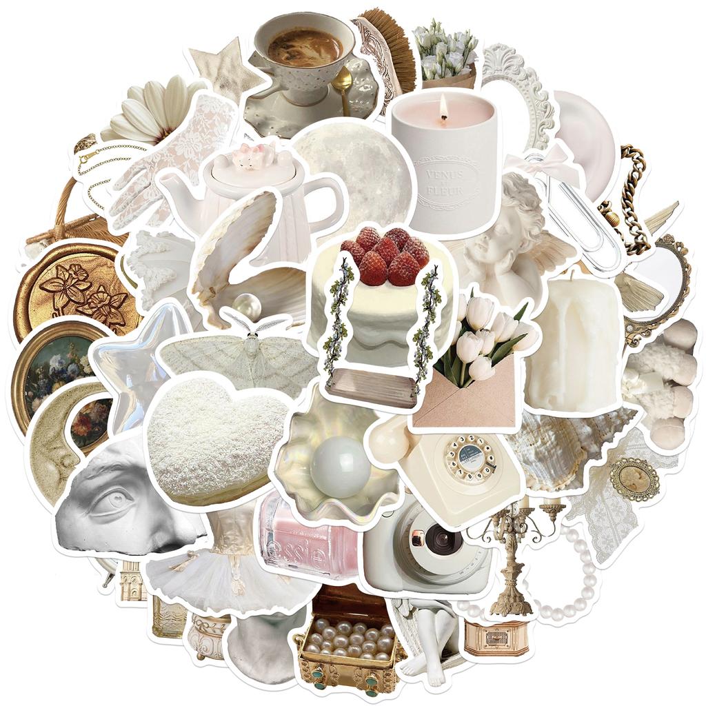 50Pcs White Gentle Sticker Modern Wall Art Home Decorations DIY Gift Toy For DIY Wall Luggage Computer Phone Stickers