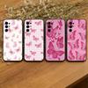 Pink Butterfly Pattern Phone Case Black Silicone Soft For Samsung S25,S24,S21,S22,S23,S30,Ultra,S20,Plus,Fe,Lite