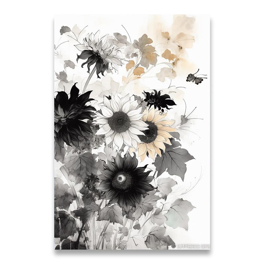 

1 шт. Чернила Домашний декор Интерьерные картины Благородное украшение Картины Комнатное настенное искусство Холст Живопись Разные цветы Черно-белый 20x30cm No Framed