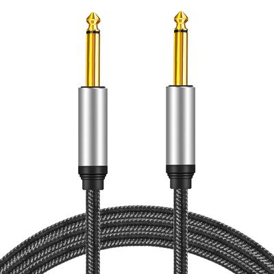 Kabel pro kytarové nástroje 1/4 palce až 1/4 palce TS přímý samec na samec 6,35 mm mono jack s konektorem ze slitiny a opletením
