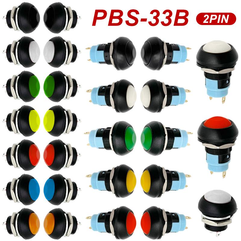 5/20/100Pcs Pbs-33B 12Mm Self-Reset On-Off Self-Locking Push Button Switch 2Pin Mini Momentary Round Switch
