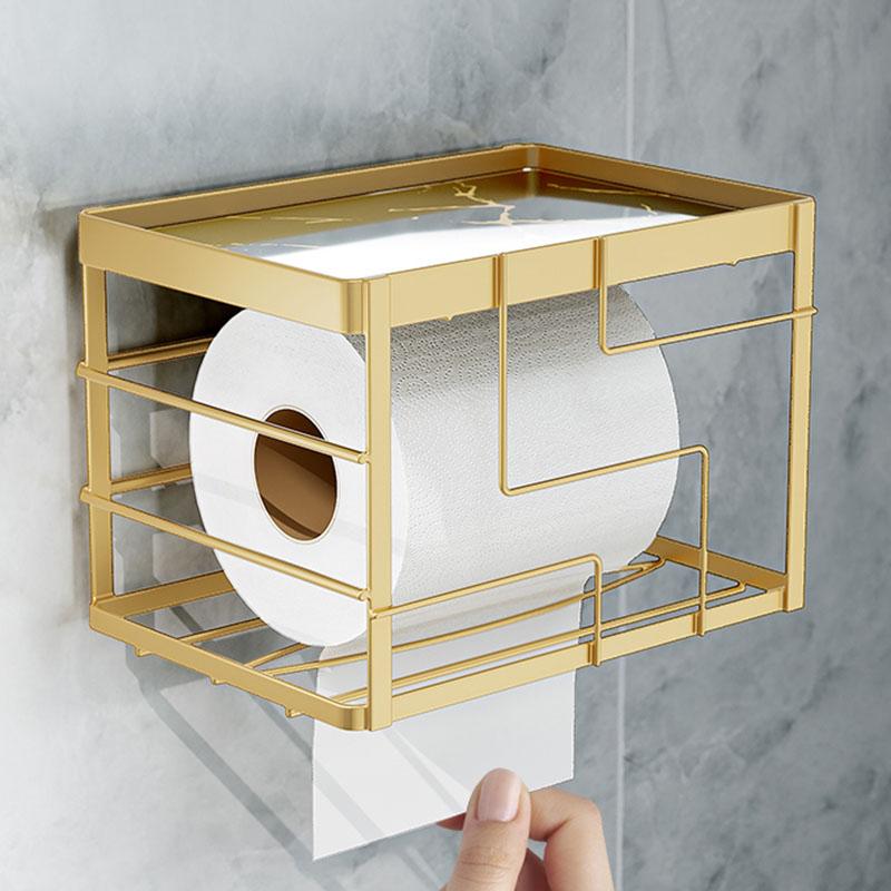 Glass Bathroom Paper Roll Holder Black/White Toilet Tissue Box Paper Towel Rack Wall Mounted Mobile Phone Rack Bath shelf