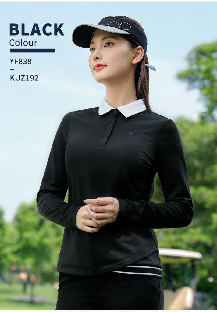 PGM Women's Autumn/Winter Golf Apparel: Long-Sleeve Polo Shirt & Pants Set