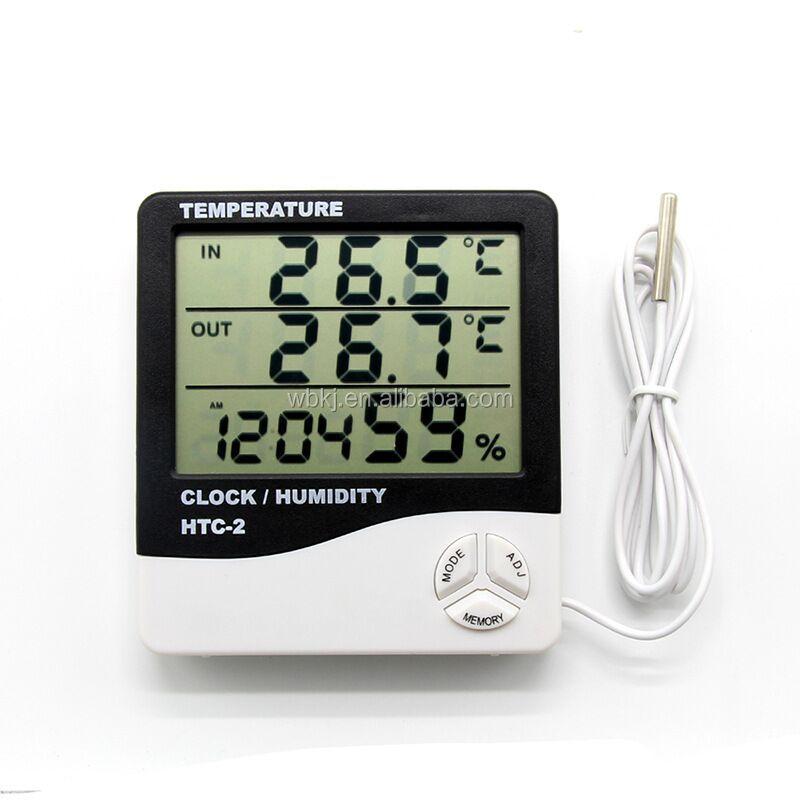 HTC2 Digital Thermometer Hygrometer LCD Temperature and Humidity Gauge With Clock Thermo-Hygrometer Digital Thermometer (White,1 ℃&-50℃~110℃)
