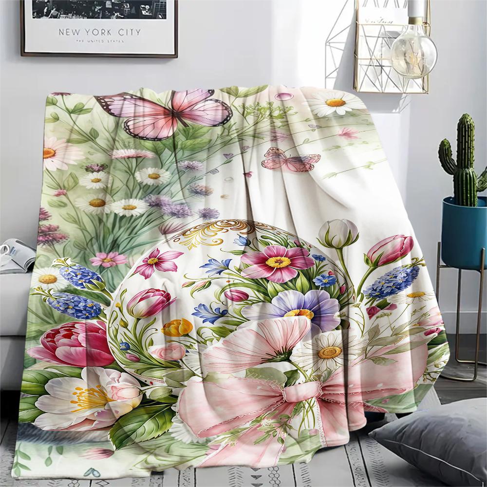 Easter egg Print Flannel Blanket,High quality Comfortable for All Seasons,Home Decor,Warmth and Comfort,Perfect for Christmas Gifts