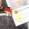 Naughty Black Cat and Red Heart Mushroom Brooch
