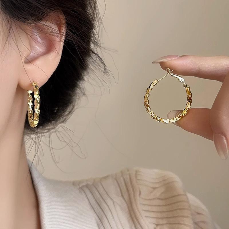 New Sequins Irregular Hoop Earrings Gold Color Metal Round Circles Women's Loop Earrings Rock Style Small Earrings brincos