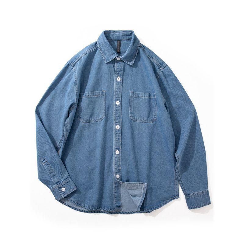 Long Sleeves American Minimalist Autumn Casual Denim Shirt