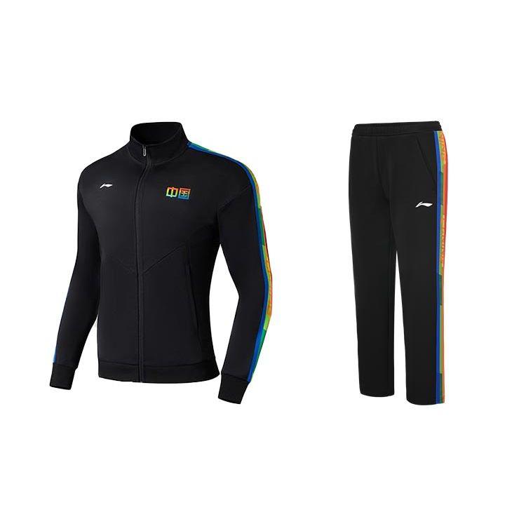 

Серия для настольного тенниса Li Ning Однотонный с принтом логотипа Кардиган Толстовка с длинным рукавом и брюки Комплект Унисекс Комплект толстовки и брюк AWDS311-1+AKLS255-1 XL