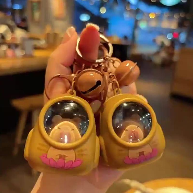 Creative Keychain Kawaii Capybara Schoolbag Shape Key Chains Funny Pencil Case Pendants Charm Car Keyring Diy Bag Accessories