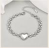 Stainless Steel Love Heart Bracelet for Women, Simple Anniversary Jewelry Gifts