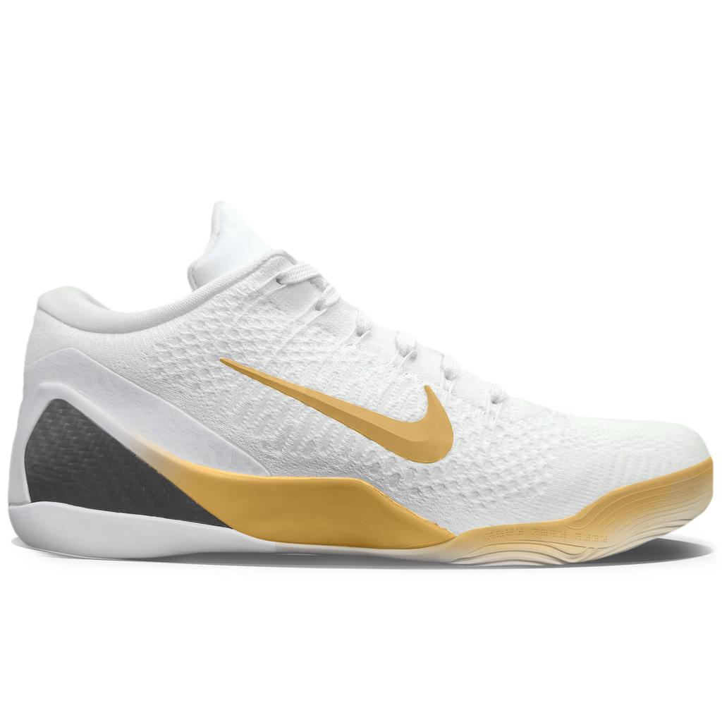 Nike Kobe 9 Tlumení Protiskluzové Odolné proti oděru Nízké Basketbalové boty Unisex Bílá Zlatá FZ7334-100(Tým501-)