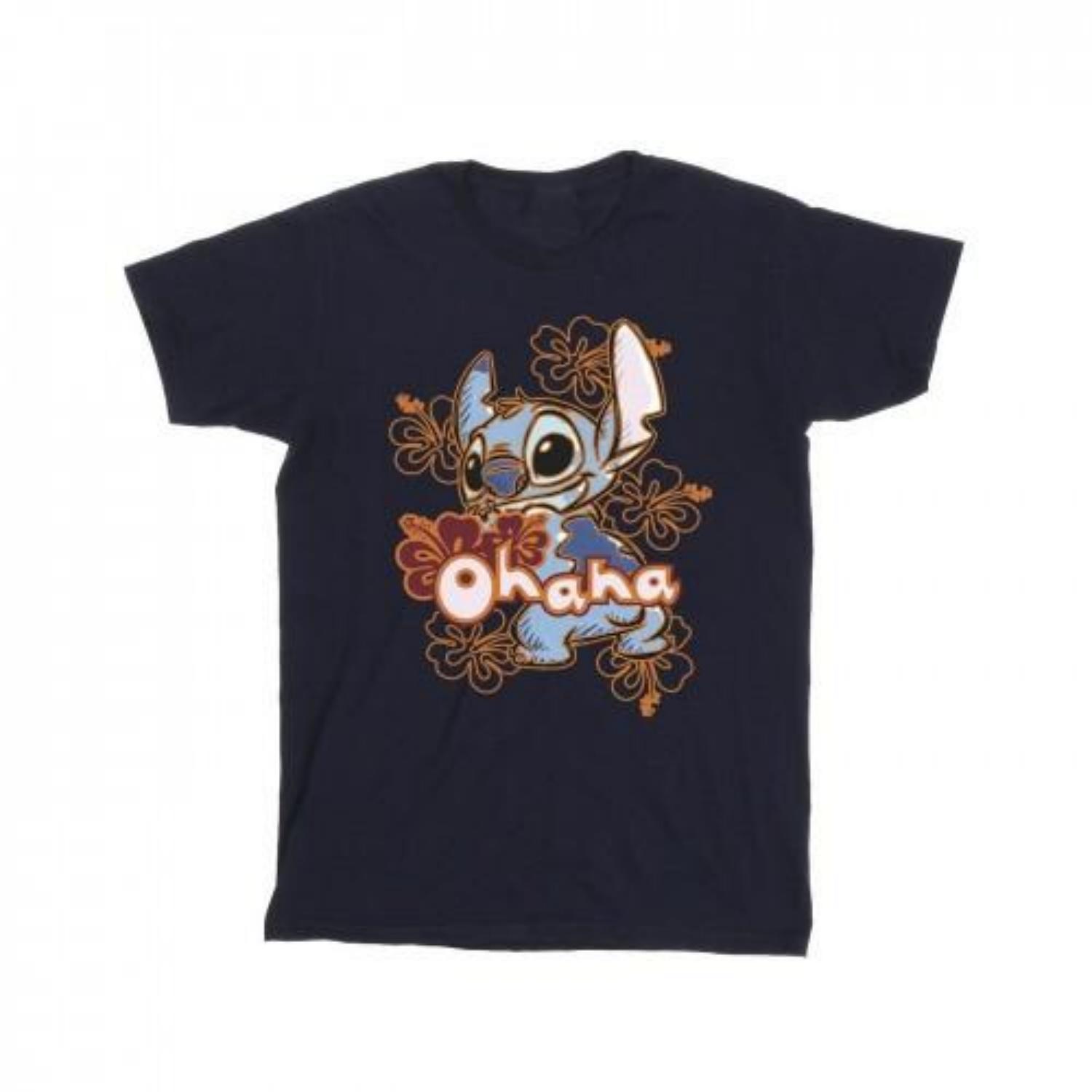 Disney Boys Lilo And Stitch Ohana Orange Hibiscus T-Shirt XXXXL