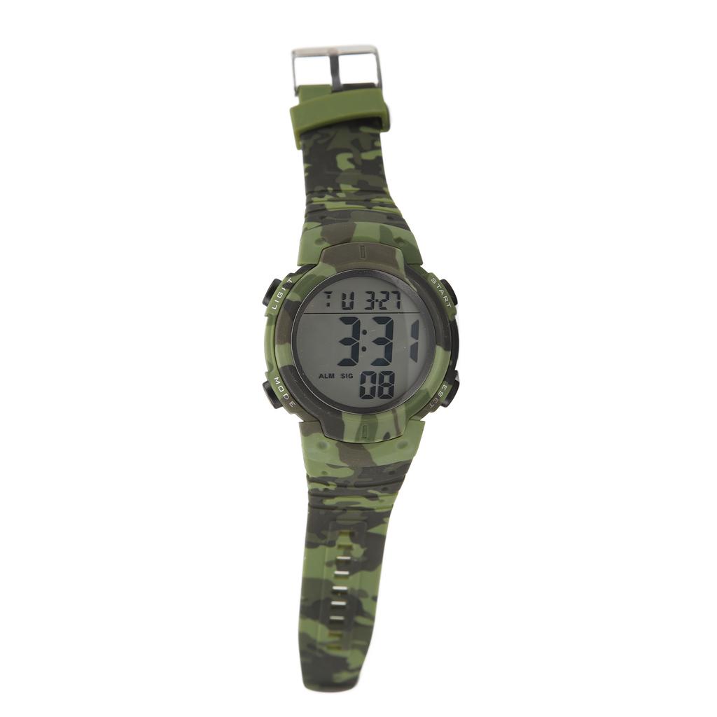 Digital Display Men Sports Electronic Watch Waterproof Multifunction Outdoor Night Light Sporting Watch OD Green