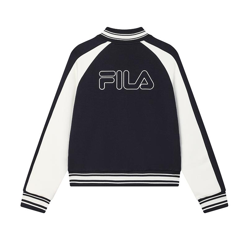 Fila Original Fashion Versatile Comfortable Baseball Jacket Women Jackets Secret-Mirror-Blue F11W519505FDB