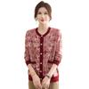 Mom Autumn Bottoming Sweater Cardigan Knitted Sweater Jacket New Round Neck Medium and Old Casual Loose Top