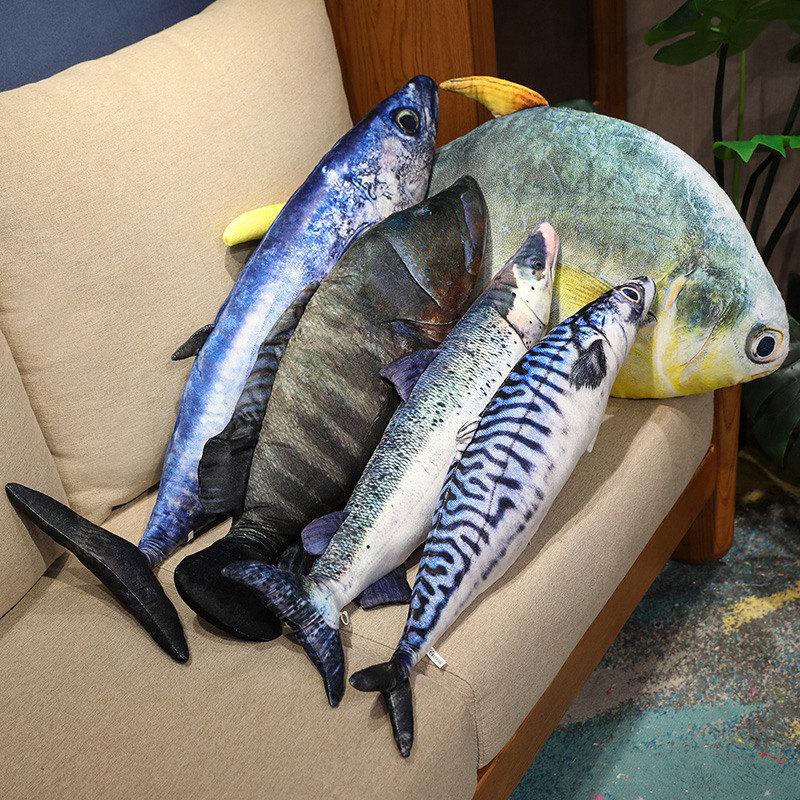 Simulation Sea Fish Plush Toy Saury Salmon Throw Pillow Doll Golden Gun Bream Grouper Cushion Doll