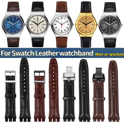 For Swatch YCS YAS YGS Series Watch Band 17mm 19mm Genuine Leather Wrist Strap Women Men Watch Strap Belt Bracelet Accessories