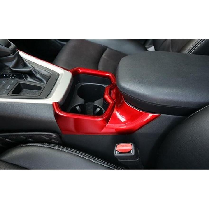 For - Toyota RAV4 ABS Red Interior Car Water Cup Holder Frame Cover Trim