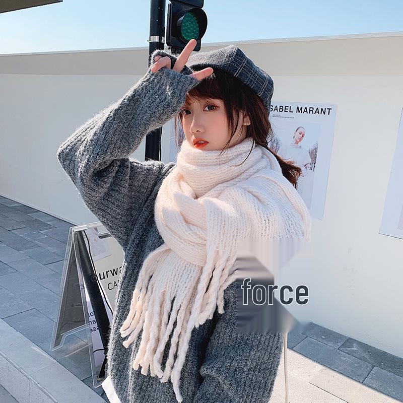 Chunky Braid Tassel Plaid Scarf/Shawl – Korean Style, Dual-Use, Thick Neck Warmer for Students, Winter Fashion