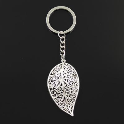 New Fashion Men 30mm Keychain DIY Metal Holder Chain Vintage Tree Leaf 57x31mm Antique Bronze   Pendant
