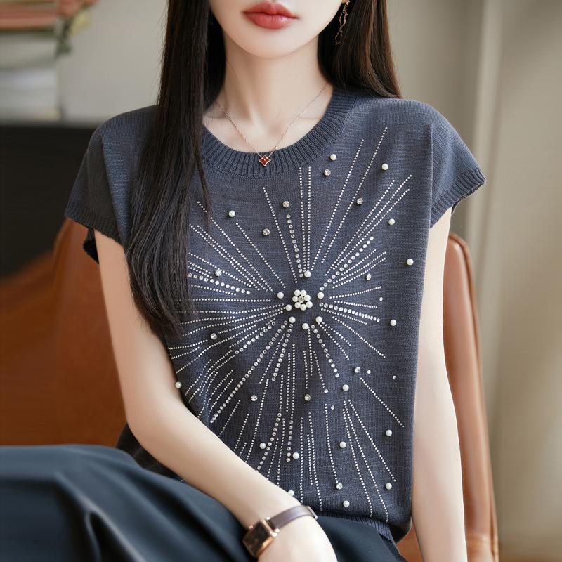 Women Knit T-shirt MODERN NEW SAGA Summer Knitted Shirt Short Sleeve Tees O-neck Pullover Knit Tops