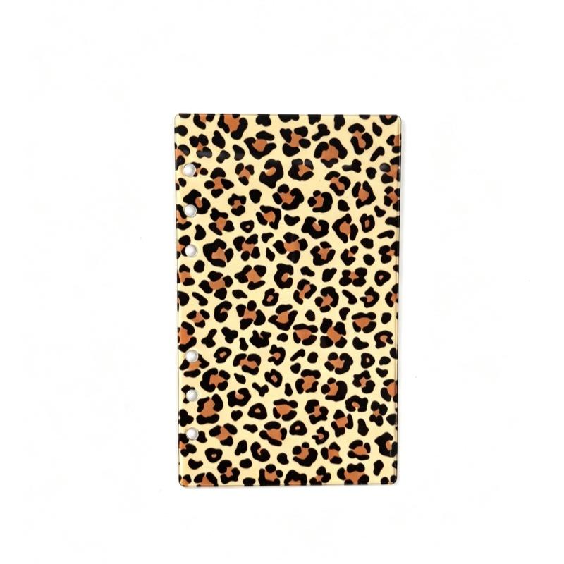 A6 Acrylic Leopard Print Loose Leaf Binder Cover DIY Account Book Journal Planner Office Stationery Supplies