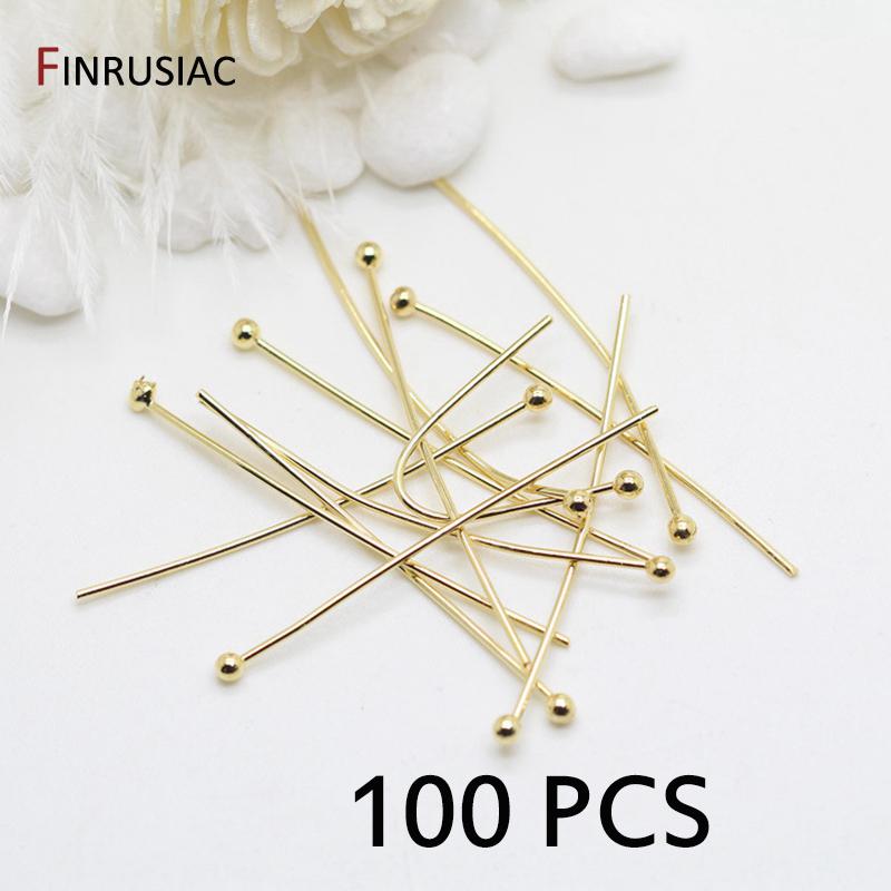 Wholesale 14k Gold Plated Brass Metal Ball Head Pin For Jewelry Making Beading Pins Findings Supplies DIY Make Jewelry